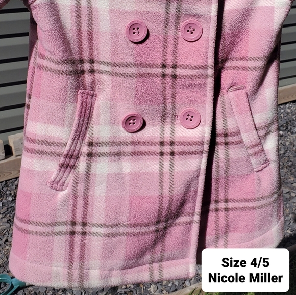 Pink Plaid Peacoat - Picture 3 of 3